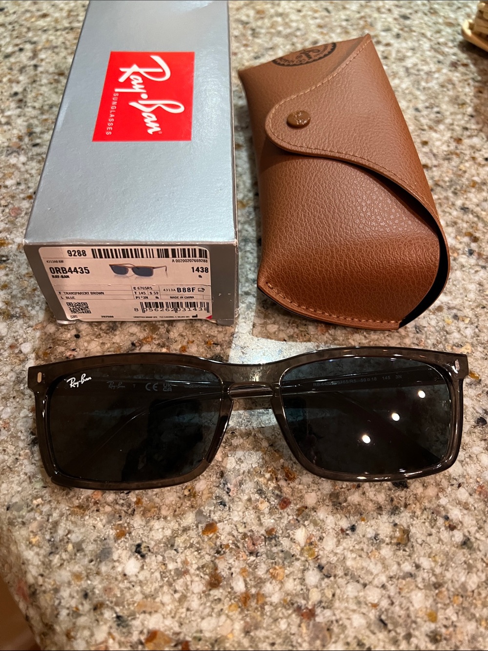 Ray-Ban Sunglasses with Brown Frame and Blue Lenses